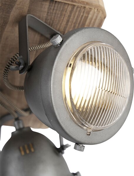 Spotlight industrial din oțel cu lemn inclinabil cu 4 lumini - Emado