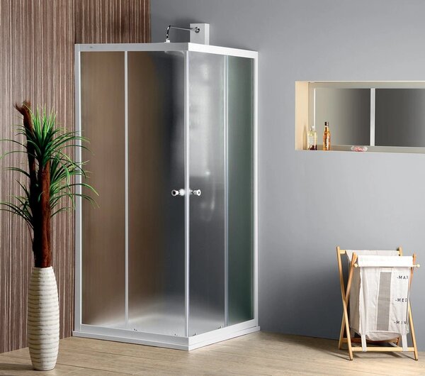 Aqualine Aqualine, paravan de duș pătrat ALAIN, 900x900mm, sticlă BRICK, BTQ900