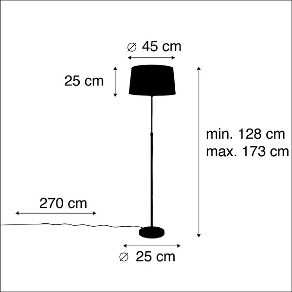 Lampă de podea neagră cu abajur din in gri închis 45 cm - Parte