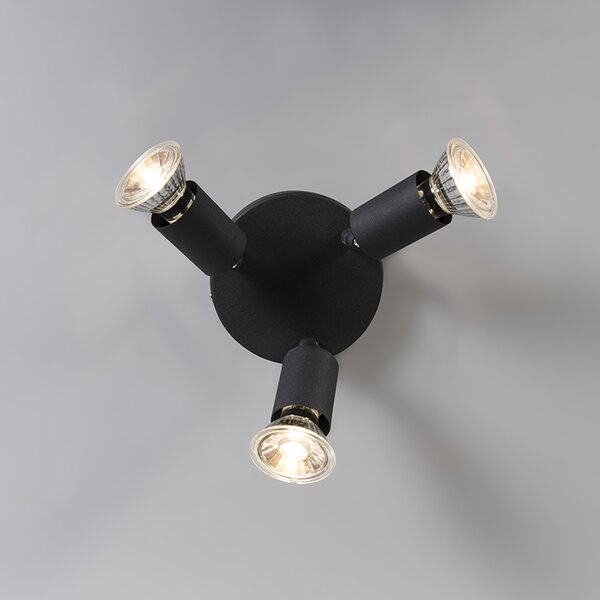 Spotlight industrial negru inclinabil rotund cu 3 lumini - Jeany