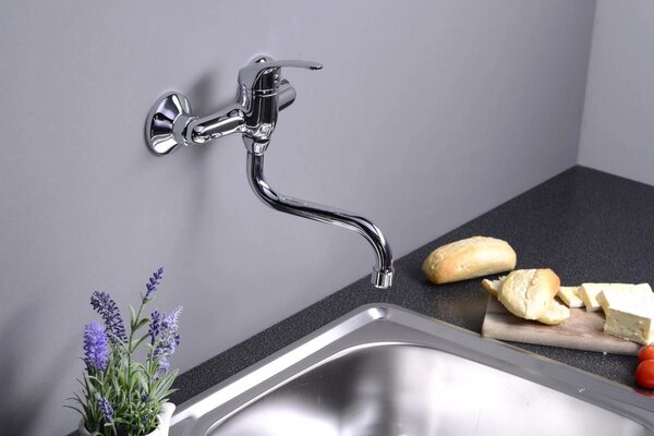 Aqualine, AQUALINE 35 Baterie pentru cada montată pe perete, pas 100 mm, crom, 52158