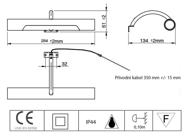 Aqualine Aqualine, ANDREA Aplică LED 5W,, 284mm, 230V, crom, E26716CI