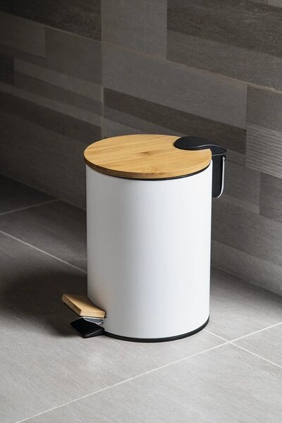Aqualine Aqualine, Coș de gunoi BAMBOO rotund 5l, alb, BI007