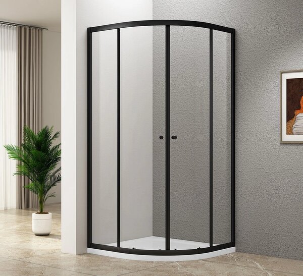 Aqualine Aqualine, ARLETA BLACK paravan de duș sfert de cerc 800x800mm, sticlă transparentă, BLS800