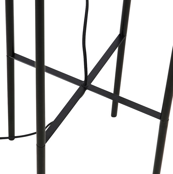 Lampa de podea moderna neagra cu abajur din catifea gri - Rich