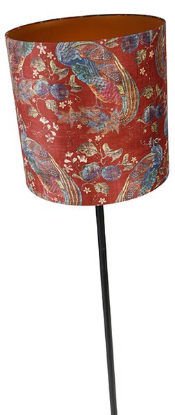 Lampă de podea cu abajur negru cu design de păun roșu 40 cm - Simplo