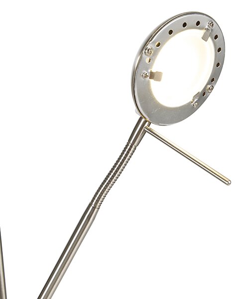 Lampă de podea din oțel cu lampă de citit incluzând LED reglabil în Kelvin - Diva