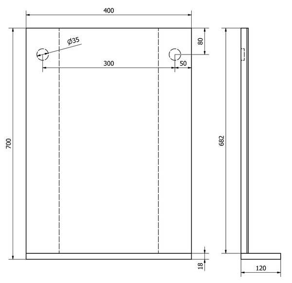 Aqualine Aqualine, oglinda BETA 40x70x12cm, 57395
