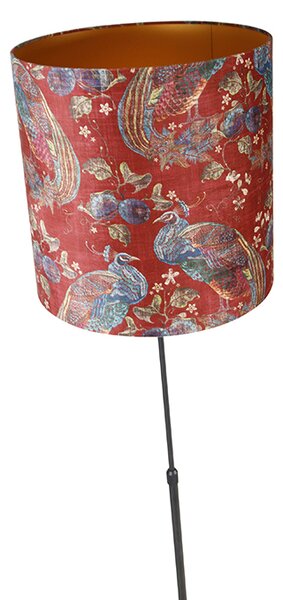 Lampă de podea cu abajur negru cu design de păun roșu 40 cm - Parte