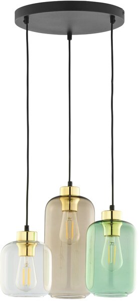 TK Lighting Marco lampă suspendată 3x15 W negru-verde-fumuriu-maro 3325