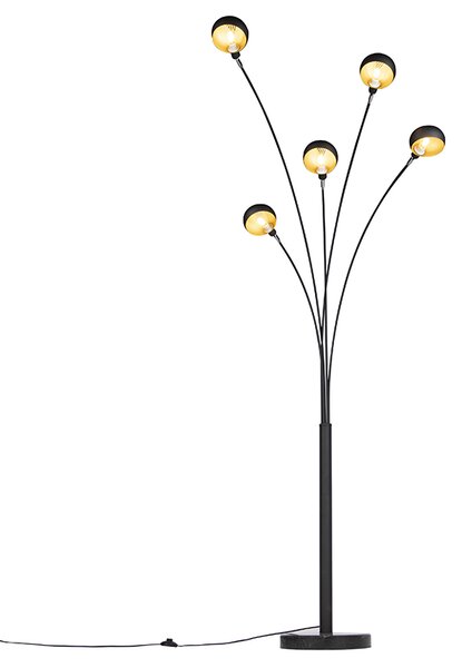 Lampa de podea de design neagră cu 5 lumini - Sixties Marmo