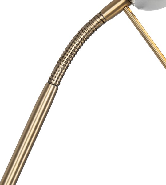 Lampă de podea modernă bronz cu lampă de citit incluzând LED dim to warm - Diva