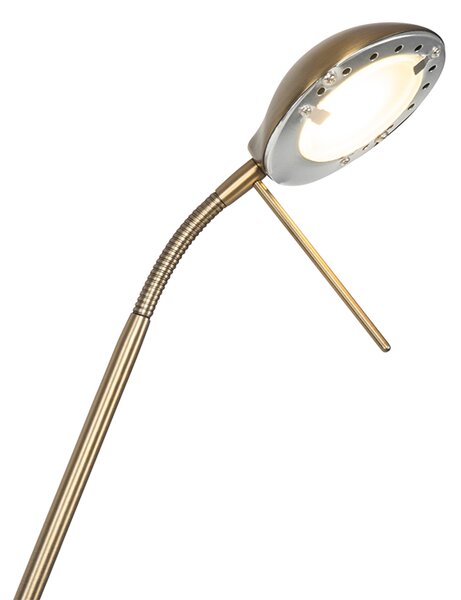 Lampă de podea modernă bronz cu lampă de citit incluzând LED dim to warm - Diva