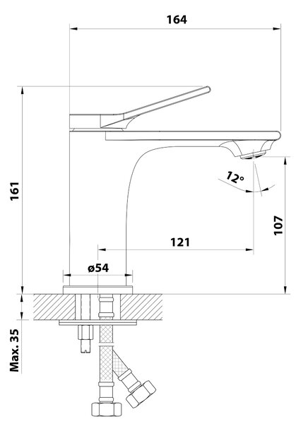 Aqualine Baterie de lavoar autonomă Aqualine, BOLERO, fără priză, crom, BC002