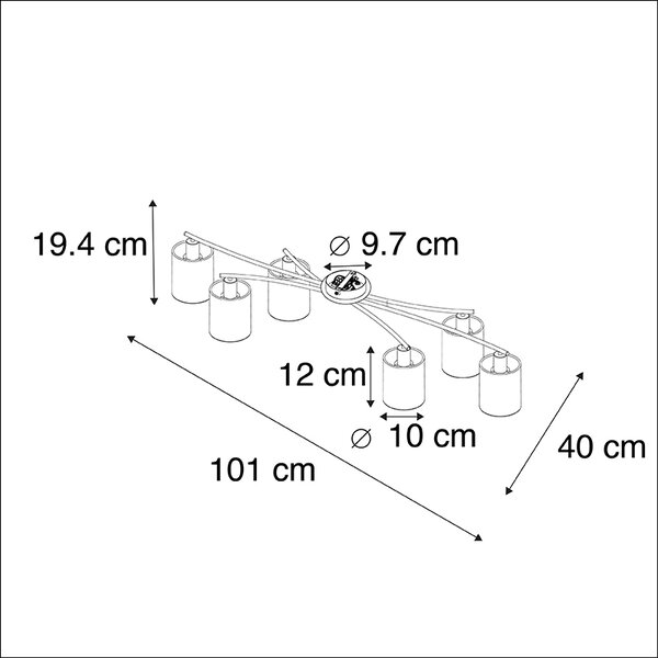 Plafoniera moderna neagra cu 6 lumini - Lofty
