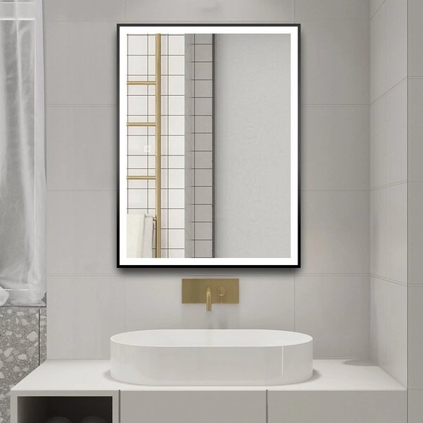 Aqualine Aqualine, oglinda CORNA cu iluminare LED 60x80cm, senzor tactil, reglabil, negru mat, CN060