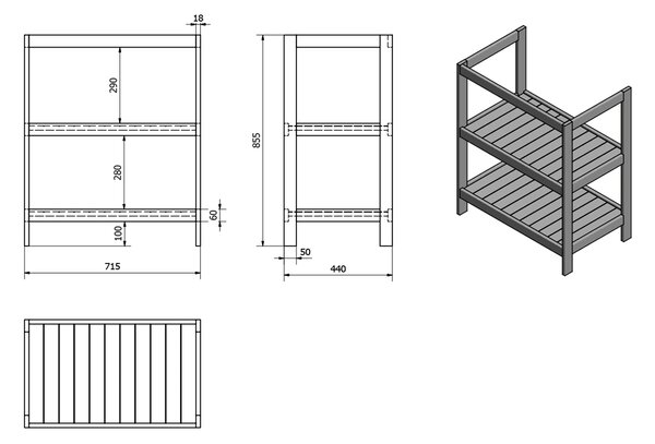 Aqualine Aqualine, dulap pentru lavoar cu etaj ETIDE 71,5x86x44 cm, alb mat, ET720