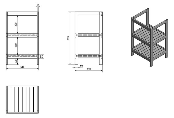 Aqualine Aqualine, dulap lavoar cu etaj ETIDE 51,5x85x44 cm, mat alb, ET505