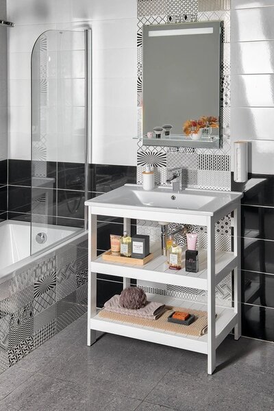 Aqualine Aqualine, dulap pentru lavoar cu etaj ETIDE 71,5x86x44 cm, alb mat, ET720