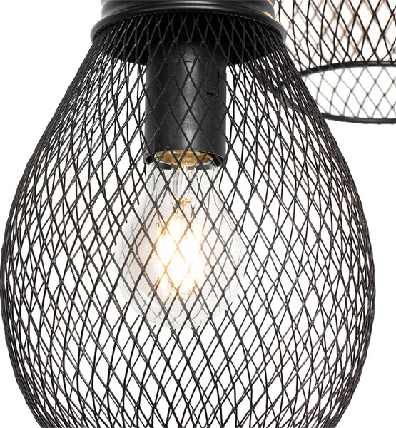 Lampă pendant de design neagră cu 3 lumini - Raga
