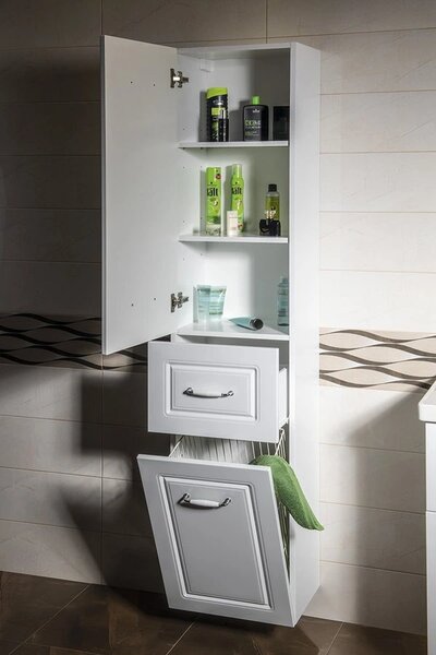 Aqualine Aqualine, dulap înalt FAVOLO cu coș 40x184x31 cm, mat alb, FV180