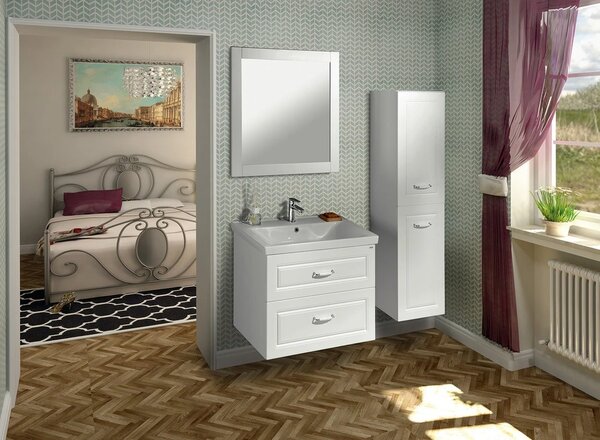 Aqualine Aqualine, dulap înalt FAVOLO cu coș 40x150x31 cm, mat alb, FV160