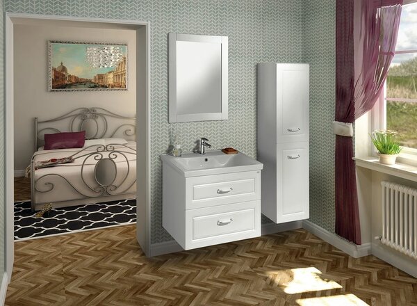 Aqualine Aqualine, dulap înalt FAVOLO cu coș 40x150x31 cm, mat alb, FV160