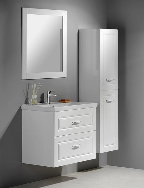 Aqualine Aqualine, dulap înalt FAVOLO cu coș 40x150x31 cm, mat alb, FV160