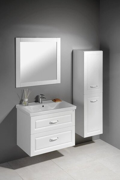 Aqualine Aqualine, dulap înalt FAVOLO cu coș 40x150x31 cm, mat alb, FV160
