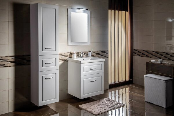 Aqualine Aqualine, dulap înalt FAVOLO cu coș 40x184x31 cm, mat alb, FV180