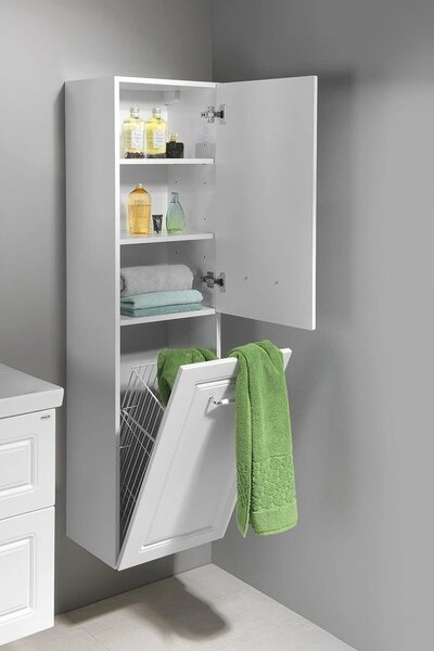 Aqualine Aqualine, dulap înalt FAVOLO cu coș 40x150x31 cm, mat alb, FV160