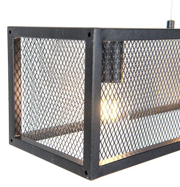 Lampă pendantă inteligentă industrială neagră inclusiv 4 WiFi A60 - Cage Wire