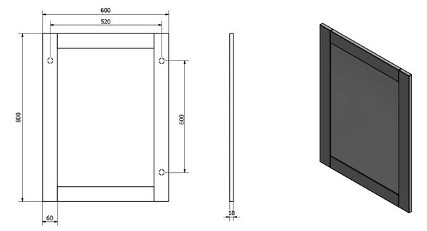 Aqualine Aqualine, oglinda FAVOLO in cadru 60x80 cm, mat alb, FV060