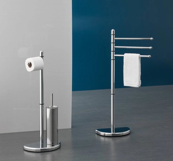 Aqualine Aqualine, HIBISCUS Stand cu suport pentru hartie igienica si perie toaleta, crom, HI32