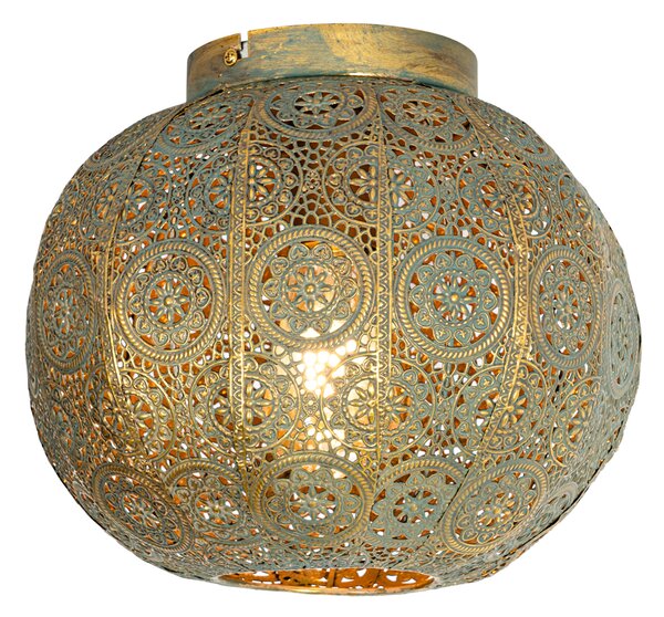 Plafoniera orientala aurie cu verde 28,5 cm - Baloo
