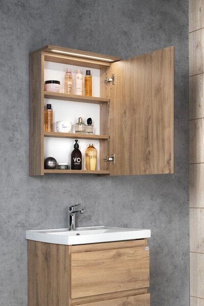 Aqualine Aqualine, Galerie KAWA STRIP cu iluminare LED 50x70x22cm, stejar emporio, WGL35S