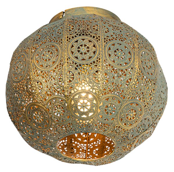 Plafoniera orientala aurie cu verde 28,5 cm - Baloo