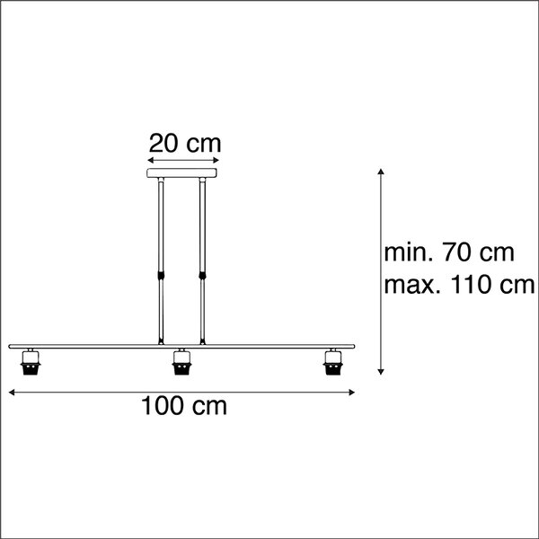 Lampă suspendată neagră fără abajur - Combi 3 Deluxe