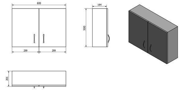 Aqualine Aqualine, dulap superior KERAMIA FRESH 60x50x20cm, alb, 52363