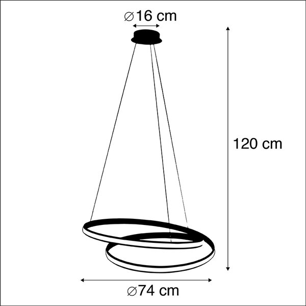 Lampă modernă suspendată albă 74 cm incluzând LED reglabil - Rowan