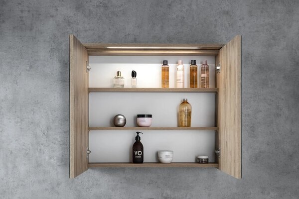 Aqualine Aqualine, Galerie KAWA STRIP cu iluminare LED 80x70x22cm, stejar emporio, WGL38S
