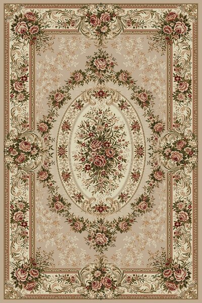 Covor Clasic Sufragerie, Model Lotos 1529 110, Bej Dreptunghi, 200x300