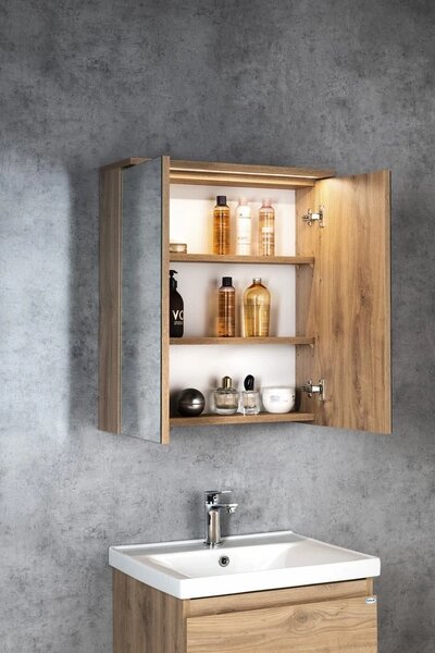 Aqualine Aqualine, Galerie KAWA STRIP cu iluminare LED 60x70x22cm, stejar emporio, WGL36S