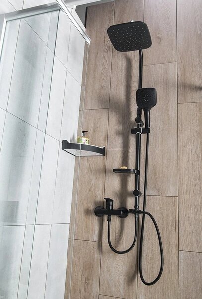 Aqualine Aqualine, coloana de dus KERA cu conexiune baterie, neagra, SL435
