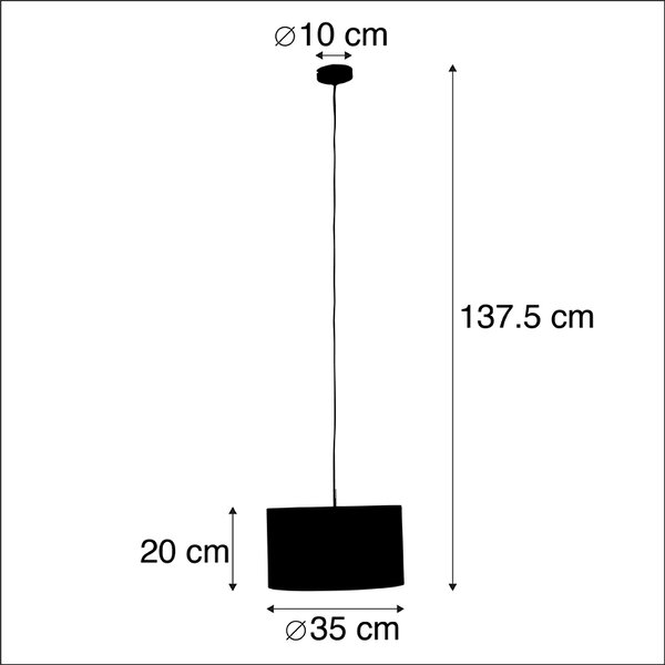Lampă suspendată cu abajur din catifea păun cu auriu 35 cm - Combi