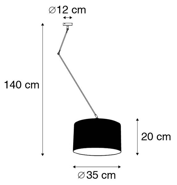 Lampă suspendată neagră cu abajur 35 cm verde reglabil - Blitz