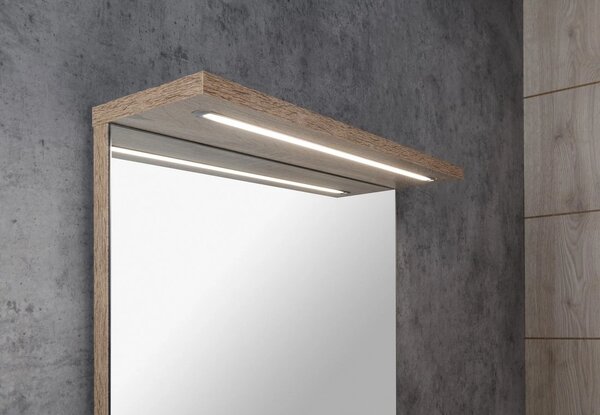 Aqualine Aqualine, oglinda KORIN STRIP cu iluminare LED 50x70x12cm, stejar platinat, KO995S