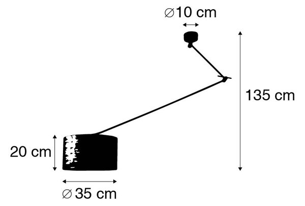 Lampă suspendată neagră cu abajur 35 cm gri deschis reglabil - Blitz