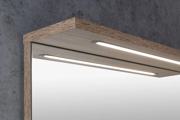 Aqualine Aqualine, oglinda KORIN STRIP cu iluminare LED 60x70x12cm, stejar platinat, KO990S