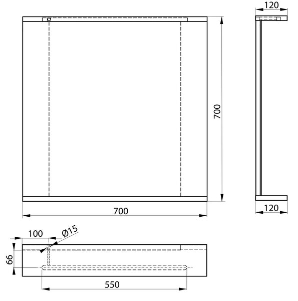 Aqualine Aqualine, oglindă KORIN STRIP cu iluminare LED 70x70x12cm, KO380S